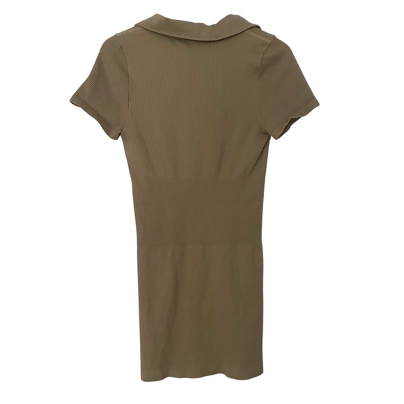 OQQ Women's Tan Collared Ribbed Mini Dress - Size L NWOT - Picture 2 of 7